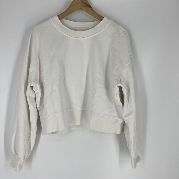Lululemon Sweatshirt Size 8 Womens Opal White Perfectly Oversized Cropped Crew - Picture 1 of 6